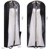 70" Bridal Wedding Gown Garment Bag Extra Large Foldable Portable Travel Dress Cover Hanging Luggage with Pockets for Womens, 8" Gusseted Black