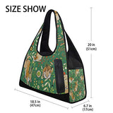 Gym Bag Green Bunny Rabbiter Leaf Easter Women Yoga Canvas Duffel Bag Crossbody Tennis Racket