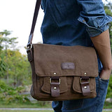 Men Bags Vinatge Canvas Messenger Bags Men's Crossbody Shoulder Bag Casual Travel Bag 2101 (COFFEE)