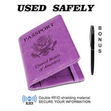 Passport Holder Cover wallet Case-Leather RFID Blocking Travel Document Organizer with Bonus Pen