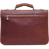 Floto Leather Briefcase Messenger Bag in Brown Italian Calfskin