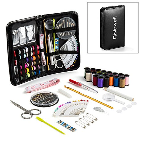 Qisiewell Sewing Kit Travel Emergency Mini Home Office Sewing Supplies Kit 90 Premium Portable