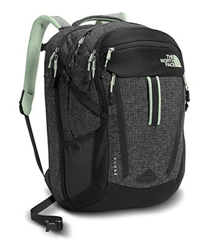The North Face Surge Backpack - Women's Asphalt Grey Dark Heather/Subtle Green