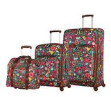 Lily Bloom Luggage 3 Piece Softside Spinner Suitcase Set Collection (Playful Gray)