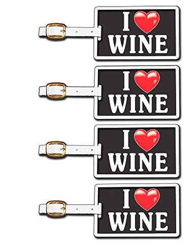 Tag Crazy I Heart Wine Four Pack, Black/White/Red, One Size