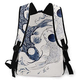 NINEHASA Laptop Backpack,Koi Fish Yin Yang Beautiful Colorful Carp Animal,Casual Lightweight College School Bookbag Computer Bag Travel Business Backpacks