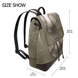 Vintage Baseball Women's Genuine Leather Backpack Bookbag School Shoulder Bag