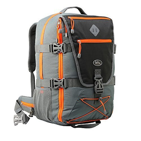 Cabin Max️ Equator 2.0 Flight Approved Backpack with Rain cover, perfect hiking backpack and travel backpack - 22x14x9 compatible with American Airlines, United, Delta and more(Black/Grey)
