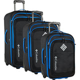 Columbia 3 Piece Expandable Spinner Luggage Set, Black/Dark Blue