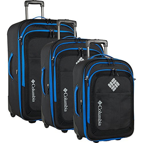 Columbia 3 Piece Expandable Spinner Luggage Set, Black/Dark Blue