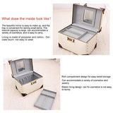 urecity Portable Makeup Train Case Cosmetic Organizer Case Leather Storage Box with Combination Lock (15", Ivory White)