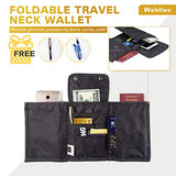 Travel Wallet, Foldable Neck Wallet Passport Holder with RFID Blocking, Concealable Neck Pouch Document Organizer for Women and Men to Keep Cash and Cards Secure - A Hit Travel Accessory for Family