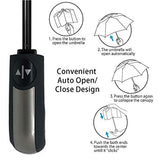 Compact Folding Travel Umbrella Windproof Waterproof,Winter,Auto Open Close Umbrella 45 Inch,Icy