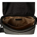 Boconi Tyler Tumbled Single Buckle Leather Messenger in Black w/ Khaki