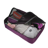 5pc Packing Cubes Set Large Travel Luggage Organizer 4 Cubes 1 Laundry Pouch Bag (Purple)