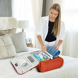 16.5" Underseat Women Luggage Carry On Suitcase - Small Rolling Tote Bag with Wheels (Orange)