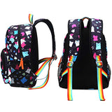 Kemy's Cat Preschool Backpack for Girls Rainbow Kitty Toddler Backpacks for Little Kids Preschooler Kindergarten Back Pack Nursery School Packie Kiddos Water Resistant Small Gift Black Colorful