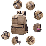 ABage Men's 15.6" Laptop Backpack College Book Bag Travel Daypack Canvas Rucksack, Khaki