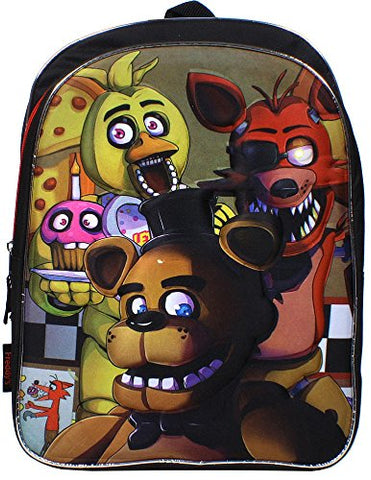 Five Nights at Freddys 3D Molded Freddy Foxy and Chica 16 Backpack