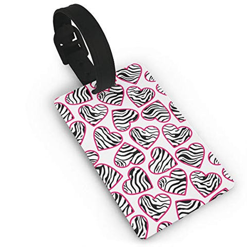 Luggage Tags - Zebra Print Hearts Travel Baggage ID Suitcase Labels Accessories 2.2 X 3.7 Inch