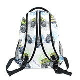 GIOVANIOR Cartoon Monster Trucks Backpack School Bag Bookbag Hiking Travel Rucksack