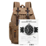 Vintage Travel Canvas Leather Backpack,Laptop Backpacks Rucksack,Shoulder Camping Hiking