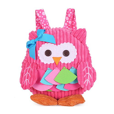 Toddler Mini Backpack for Girls Boys Cute 3D Animal Cartoon Children Preschool Backpack Pink Owl Plush Bag for Kids