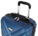 Nicole Miller New York Basket Weave Collection 3 Piece Hardside Luggage Set Spinner (One Size, Basket Weave Dark Lake Blue)