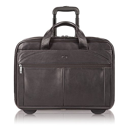 Solo Walker 15.6 Inch Premium Leather Rolling Laptop Case, Espresso