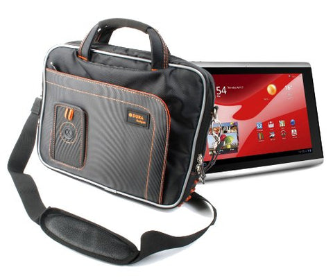 Tough Black Shoulder Strap Bag With Multiple Compartments For Packard Bell Liberty Tab