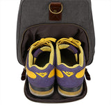 S-Zone Canvas Pu Leather Trim Travel Duffel Shoulder Handbag Weekender Carry On Luggage With Shoe