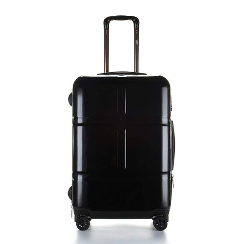 Suitcase, Lightweight, Large 28-Inch Hard-Shell Aluminum Alloy Suitcase, 4 Spinner Wheels, Abs Luggage Travel Trolley, Black, 24 inch
