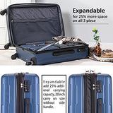 Expandable ABS Durable Suitcase 3 Piece Luggage Sets Lightweight with Double Wheels TSA Lock Spinner, Unisex Adults Teens Home Outddor Carry On Luggage (Blue 20/24/28 inch)