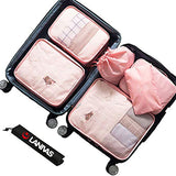 Packing Cubes,Lanivas 7 Set Compact Travel Organizers with Laundry and Shoe Bag Light Pink