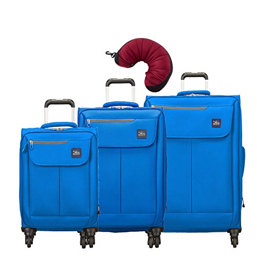 Skyway Mirage 2.0 | 4-Piece Set | 20", 24" and 28" Expandable Spinners, Travel Pillow (Blue Royal)