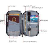 Slopehill Passport Holder RFID Blocking Travel Passport Wallet with Removable Wristlet Strap 9 Inches, Grey