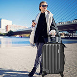 Goplus 3 Pcs Luggage Set ABS Hardshell Travel Bag Trolley Suitcase w/TSA Lock (Grey)
