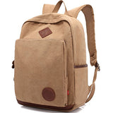 Canvas Backpack,AUGUR Casual Vintage Laptop Backpack, Lightweight School Daypack (Khaki)