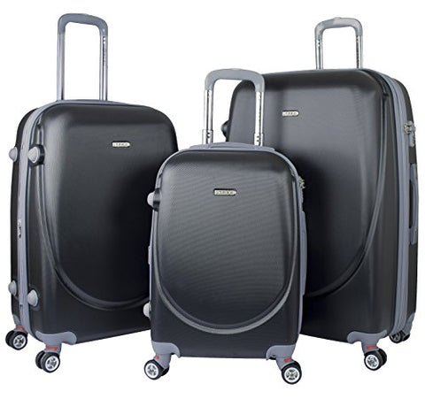 TPRC 3 Piece Premium "Barnet Collection 2.0" Hardside Expandable Luggage Set with ADDED TSA Lock, Chrome Trolley, and Upgraded Double Spinner Wheel System, Black Color Option