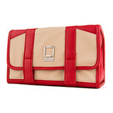 Lencca Stowaway Compact Roll Up Pouch, Beige/ Red Wine