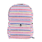 Damara Womens Colorful Stripes Patterned Canvas Backpack,Pink