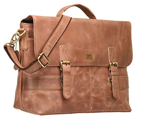 DH Shillong 15 Inch Retro Buffalo Hunter Leather Laptop Messenger Bag Office Briefcase College Bag