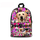 Thikin 15 Inch Durable Canvas Backpack Animal Pet Puppies Girls School Bags