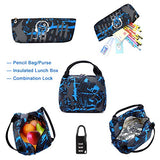 Backpack for Boys, Kids School Backpack boy with USB Charging Port Lunch Bag and Pencil Case, School Bag Kids 3-in-1 Bookbag Set, Water Resistant Teens Bookbag Fashion School Bags (Blue)