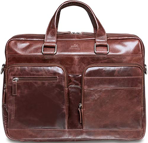 Mancini Leather Goods Bridge Double Compartment 15.6'' Laptop/Tablet Briefcase