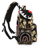 NiYoung Big Capacity Backpck, Shark Teeth Army Camo Anti-Theft Multipurpose Bookbag with Padded Straps, Casual College School Daypack, Camping Outdoor Backpack, Business Computer Bag