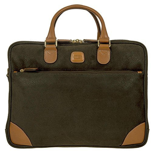 Bric's Life Business Tablet Small Laptop Briefcase, Olive