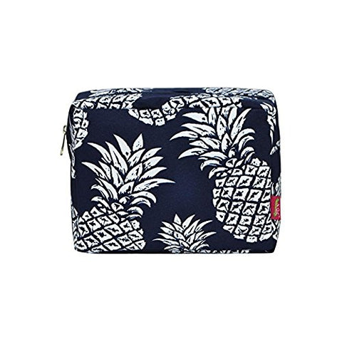N. Gil Large Travel Cosmetic Pouch Bag 2 (Pineapple Navy Blue)
