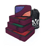 4 Set Packing Cubes Travel Luggage Packing Organizer with Laundry Bag 7 Colors Nylon YKK Zippers