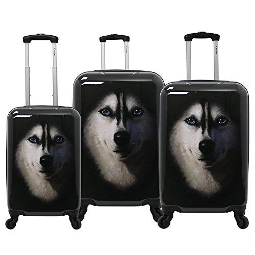 Chariot Dog 3-Piece Expandable Hardside Lightweight Spinner Luggage Set, Husky